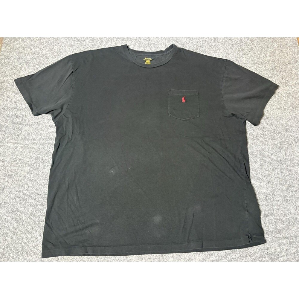 Polo Ralph Lauren Shirt Mens Big 3X Black Crew Neck Pocket Logo Tee Tagless